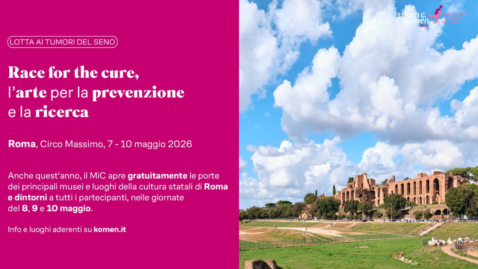 INGRESSO GRATUITO PER LA RACE FOR THE CURE