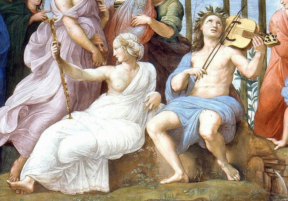 Raffaello, Parnaso (particolare), Vaticano, Stanza della Segnatura, 1508-1511.