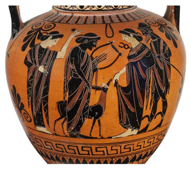 Anfora Attica a figure nere del Pittore di Antimenes (520 a.C.), particolare