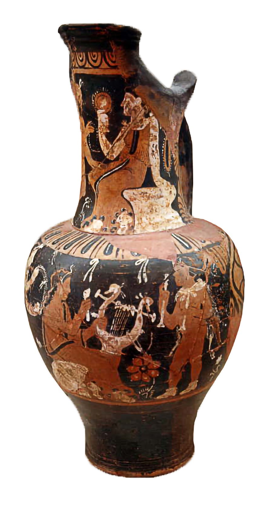 Oinochoe a figure rosse eponima del Pittore Ceretano Castellani, n. inv. 50668, sala 23, Collezione Castellani, produzione ceretana, (330-300 a.C.)