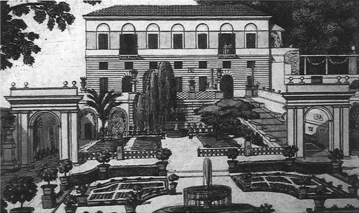 Dettaglio della veduta di Villa Poniatowski di Parboni