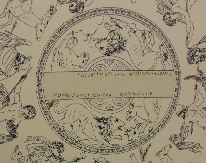 Trascrizione grafica del coperchio della Cista Ficoroni