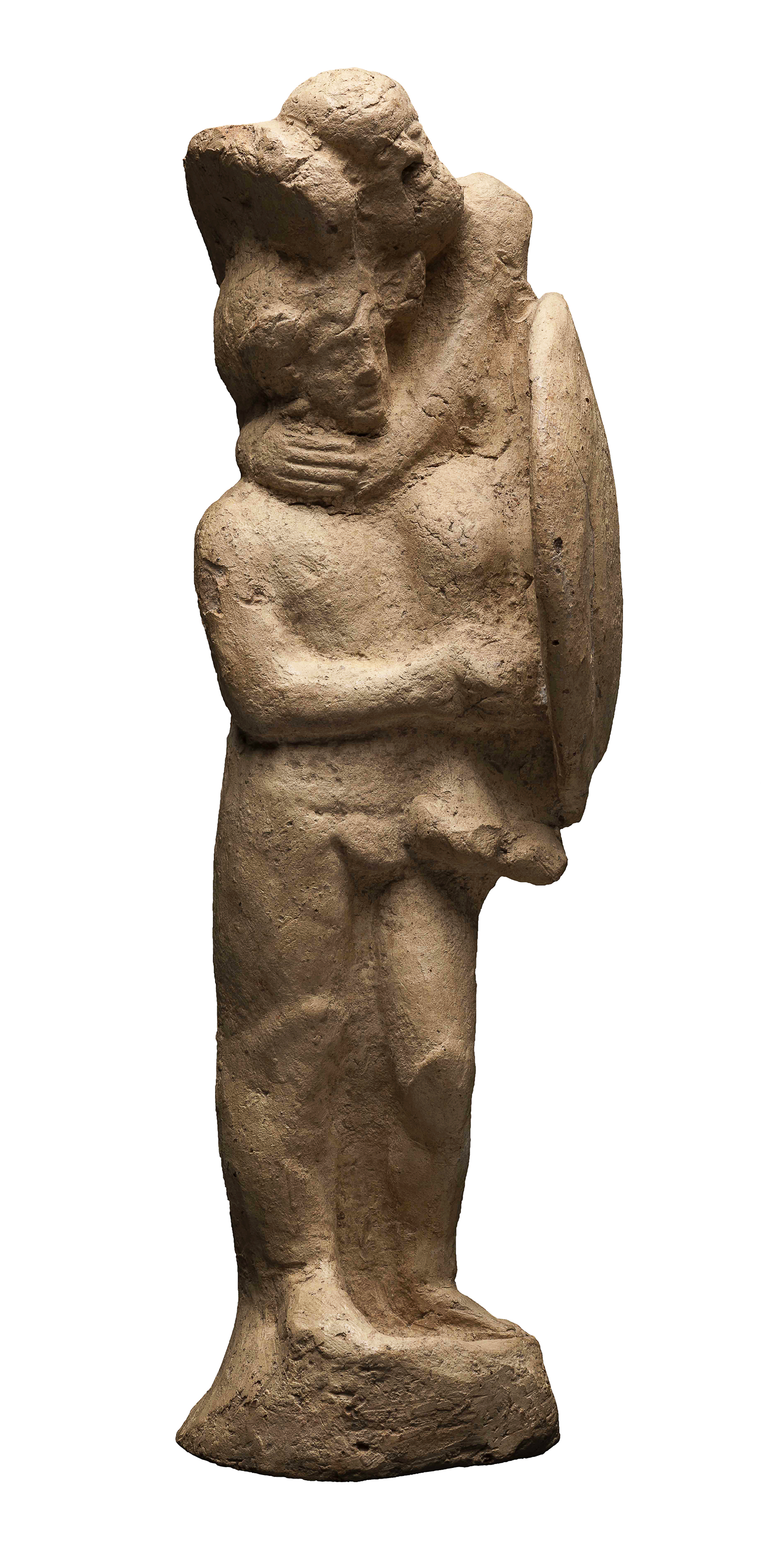 Statuetta votiva in terracotta raffigurante Enea in fuga da Troia con il padre Anchise sulle spalle. Seconda metà del V o prima metà del IV sec. a.C. Veio, deposito votivo di Campetti.