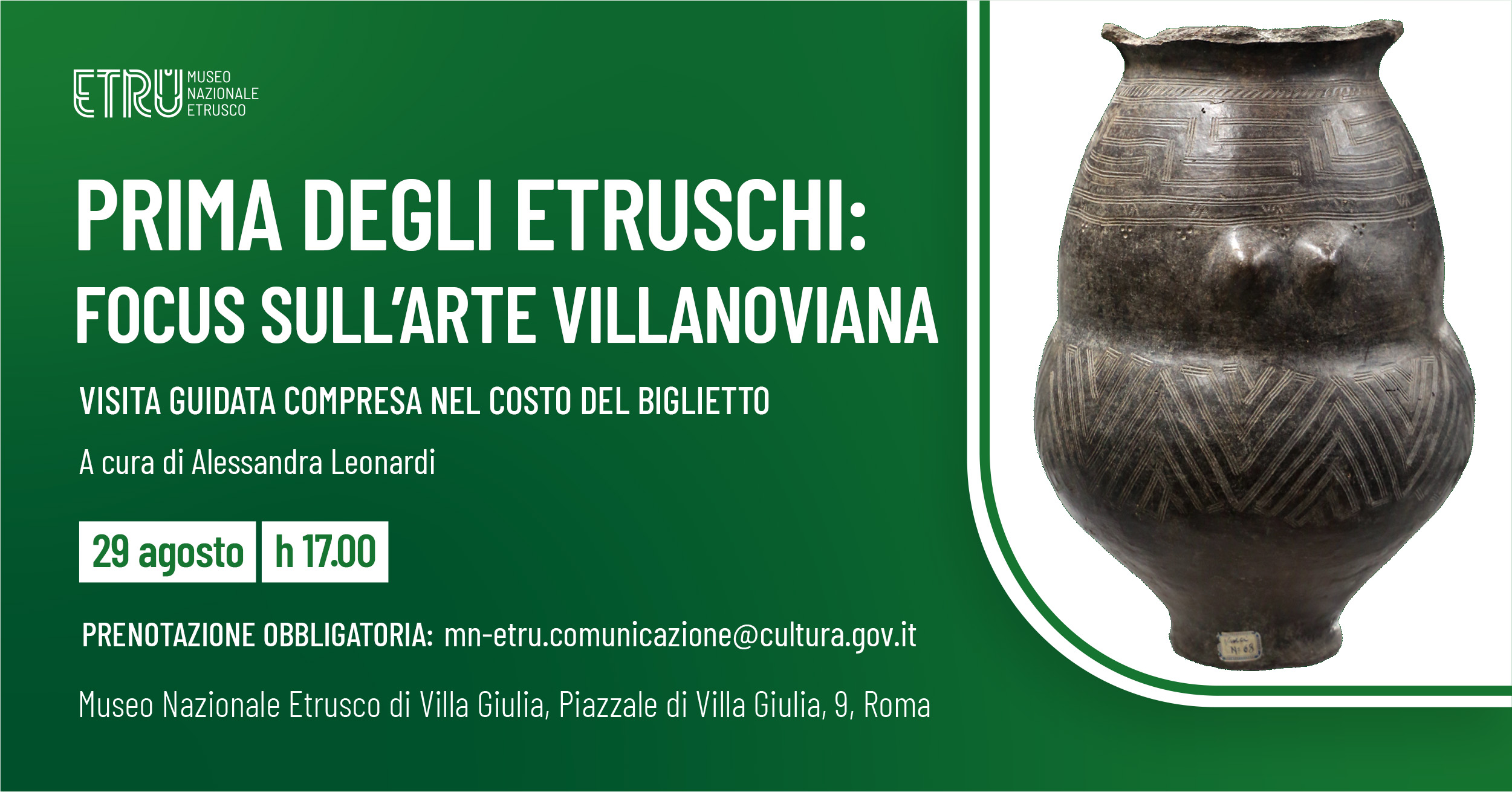 locandina della visita con particolare urna cineraria configurata con seni femminili